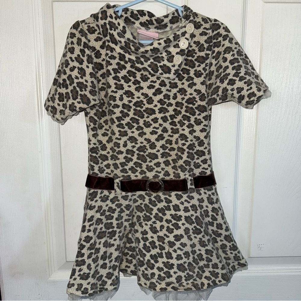 Cheetah Print Collared Little Lass Dress - 6x